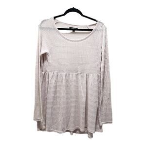 American Eagle Blush Pink Long Sleeve Loose Knit Peplum Blouse Size Medium